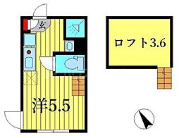SKフェリス金町 1階ワンルームの間取り