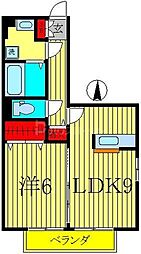 プランドール1 1LDKの間取図画像