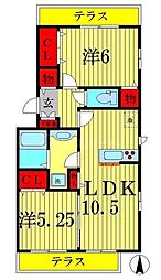 スターチア東金町 2LDKの間取図画像
