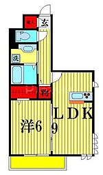 メルヴェーユ三郷中央A 1LDKの間取図画像