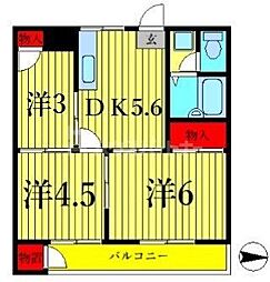 レイフ三郷 3DKの間取図画像