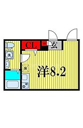 NOIR AYASE ワンルームの間取図画像
