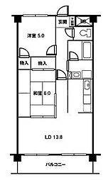 グリュンネベルグタカノ 2LDKの間取図画像