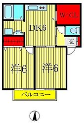 パル・ファミール 2DKの間取図画像