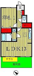 宝ルーセントB 1LDKの間取図画像