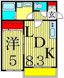 メープルコート 1LDKの間取図画像