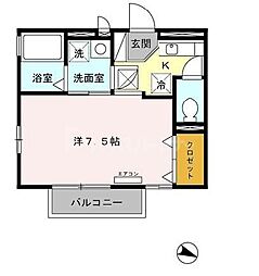 アムールS三郷 1Kの間取図画像
