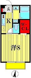 ウィルモアK・2 1Kの間取図画像