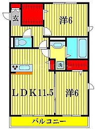 ルミエール中央 2LDKの間取図画像