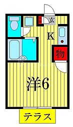 ヒルズペガサス 1Kの間取図画像