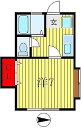 ブルク南水元 1Kの間取図画像