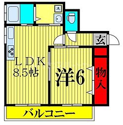 タイガーロイヤルコーポA館 1LDKの間取図画像