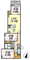 セレスティア西亀有 3LDKの間取図画像