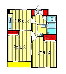 グランドゥール 2DKの間取図画像
