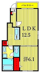 コード・ゼルバ 1LDKの間取図画像