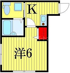 タックフォレスト四ツ木 1Kの間取図画像