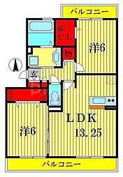 チェリスフォンテーンコスモ 2LDKの間取図画像