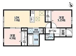 リーブルファイン足立神明 2LDKの間取図画像