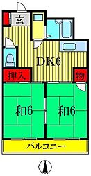 三栄ビル 2DKの間取図画像