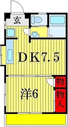 コーポ石川 1DKの間取図画像