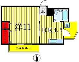 明和コーポ 1DKの間取図画像