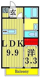 ペレグリン 1LDKの間取図画像