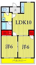 ベルベール星野 2LDKの間取図画像