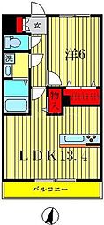 サンフライト 1LDKの間取図画像
