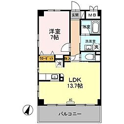 ビラ・ブリス 1LDKの間取図画像