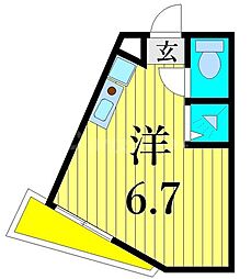 Cubekanamachi5 ワンルームの間取図画像