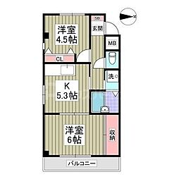 サンライズ中川 2Kの間取図画像
