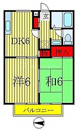 サンライズ壱番館 2DKの間取図画像