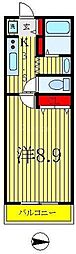 プロウノン高砂B棟 1Kの間取図画像