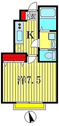 シルクコートA 1Kの間取図画像