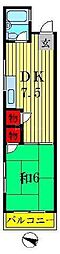 パークサイド柴又 1DKの間取図画像