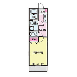 スカイヒルズ1 1Kの間取図画像