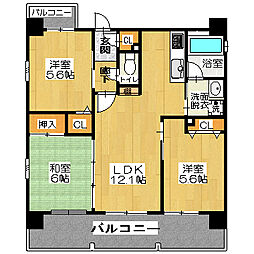 ピアッツァレント今井町 5階3LDKの間取り