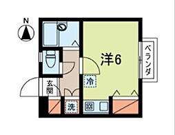 サニー今川 1階ワンルームの間取り