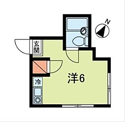 コーポ・ノブ 1階ワンルームの間取り