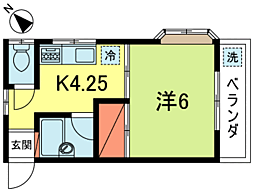 プラトン 1Kの間取図画像