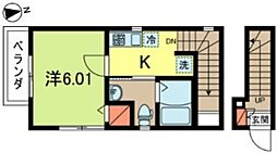 サットンプレイス・オアシス 1Kの間取図画像