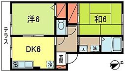 グリーンステート荻窪D棟 2DKの間取図画像