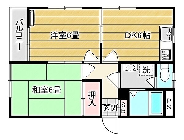 Ｔｒｅｅ・Ｂｅｌｌ 202｜東京都足立区東和4丁目(賃貸アパート2DK・2階・42.23㎡)の写真 その2