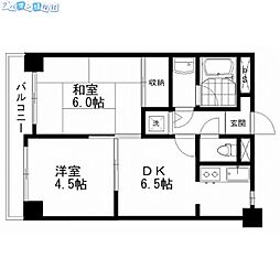 ダイアパレス本町第2 6階2DKの間取り