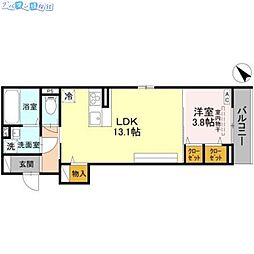 (仮)D-ROOM川端町 1LDKの間取図画像
