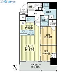 ザ・サーパスタワー新潟万代シティ 16階2LDKの間取り