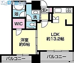 アデニウムタワー萬代橋 16階1LDKの間取り