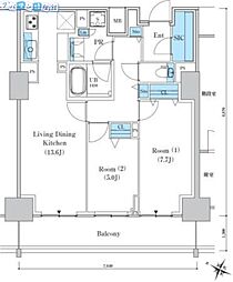 ロイヤルパークスER万代 2LDKの間取図画像