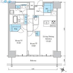 ロイヤルパークスER万代 2LDKの間取図画像