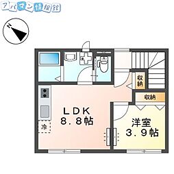 リーセントカーサ 1LDKの間取図画像